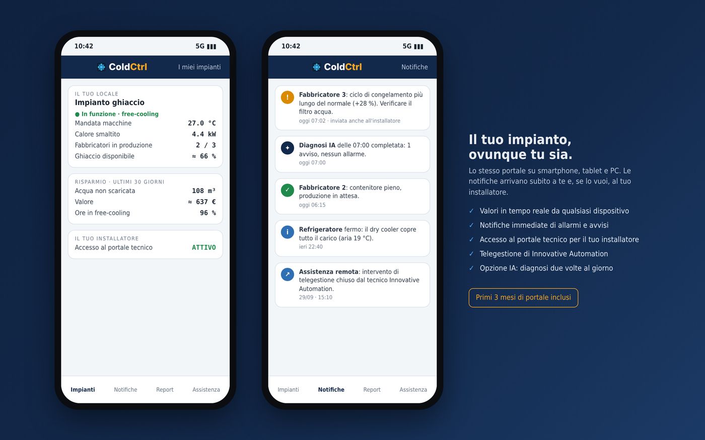 App ColdCtrl sul telefono