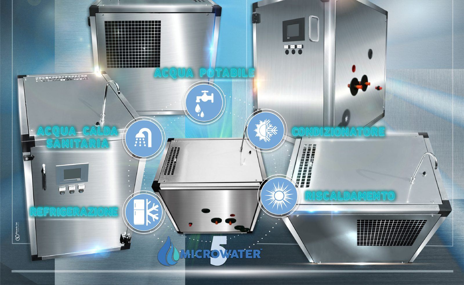 MicroWater 5 in acciaio inox con le cinque funzioni