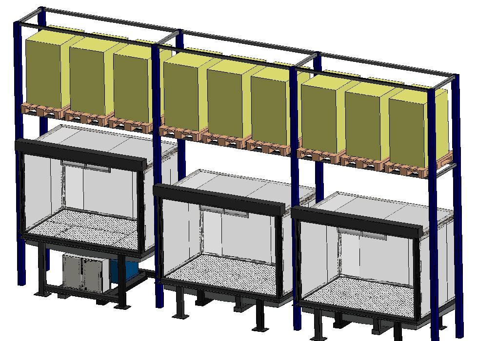 Modello 3D delle tre celle affiancate